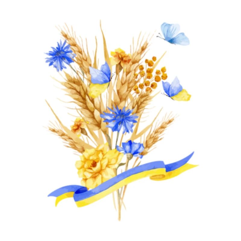 Le drapeau ukrainien fleurit épillaire papillons de maïs