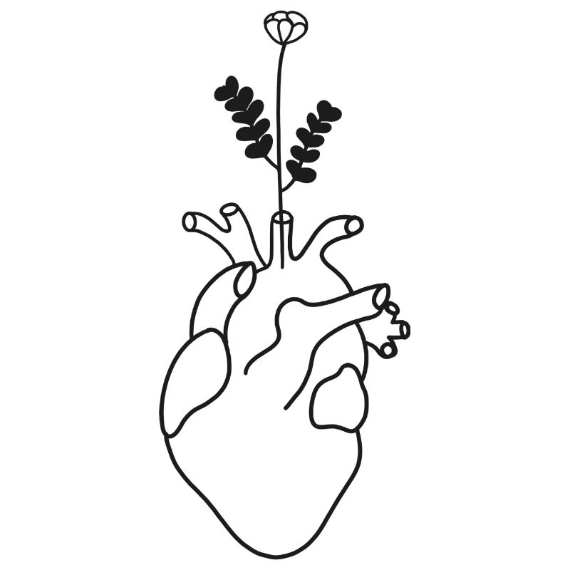 Cœur anatomique avec fleur