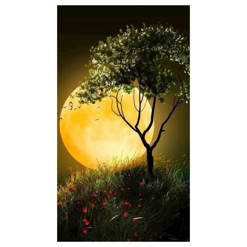 Landschaft mit Mond
