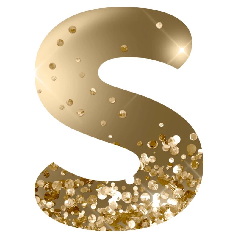 Customizable Monogram S Gold Glitter