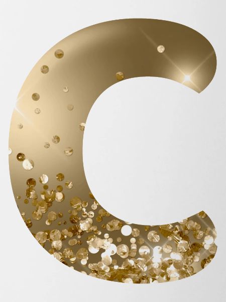 Customizable Monogram C Gold Glitter