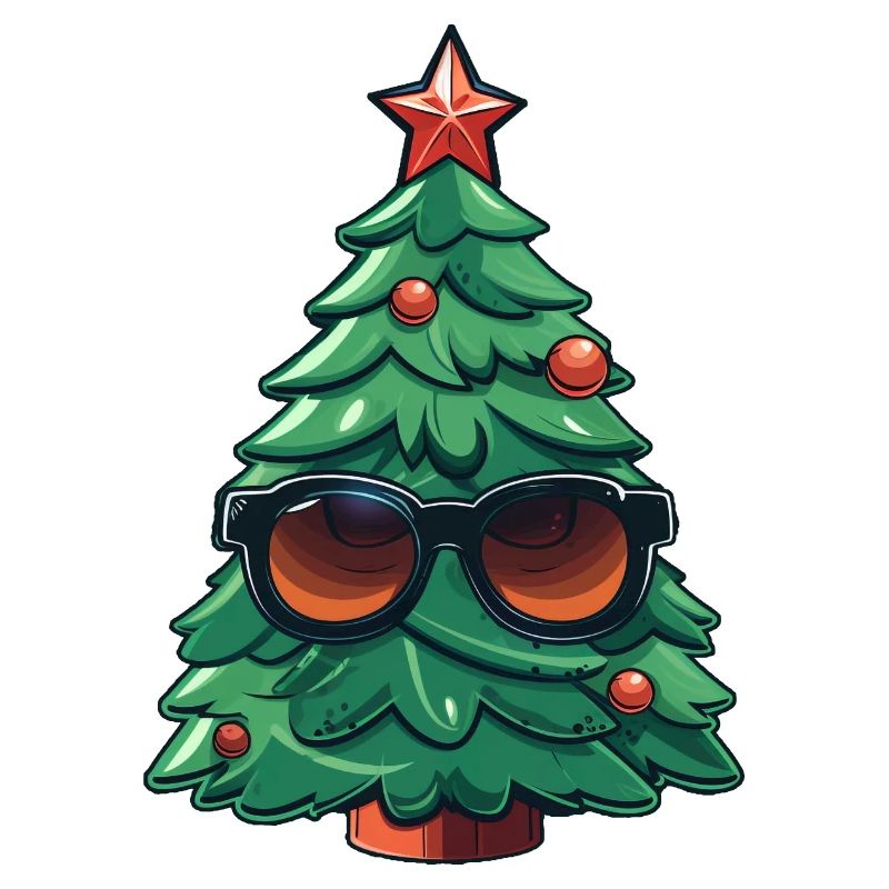 Funny Christmas tree with cap logo design