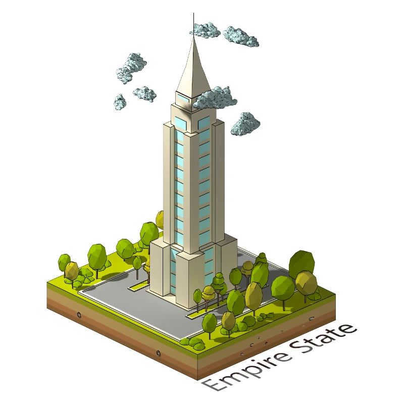 Bâtiment Empire géométrique low poly