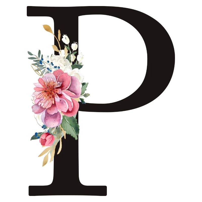 Customizable Monogram P Floral Pink White
