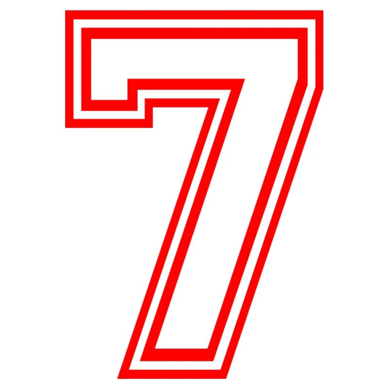 NUMMBER SIEBEN 7 LUCKY NUMBER SEVEN RETRO STYLE
