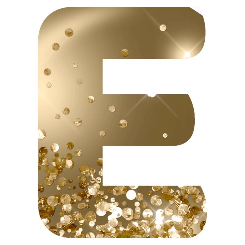 Customizable Monogram E Gold Glitter
