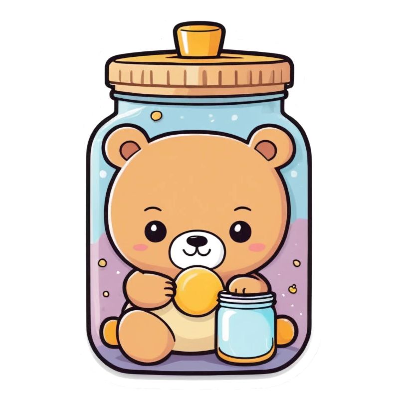 Ours mignon dans un bocal