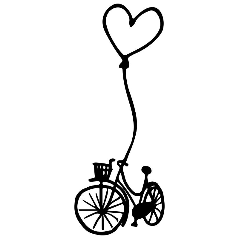 Fahrrad mit Herz am Seil