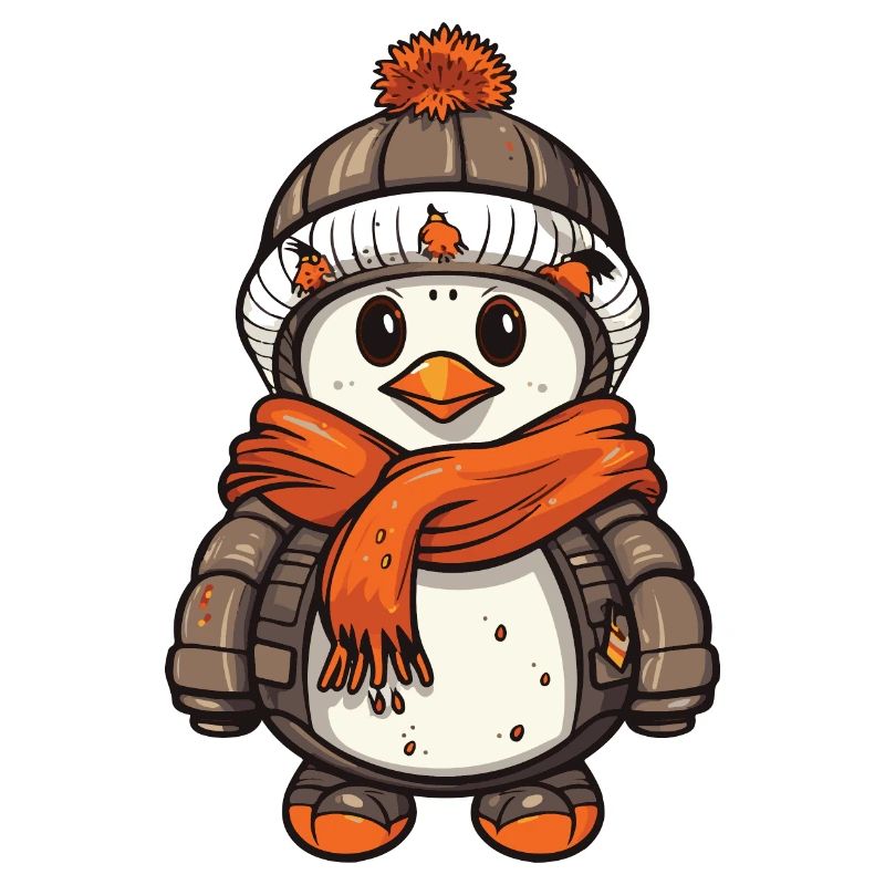 Pingouin Bande Dessinée Mignon Hiver