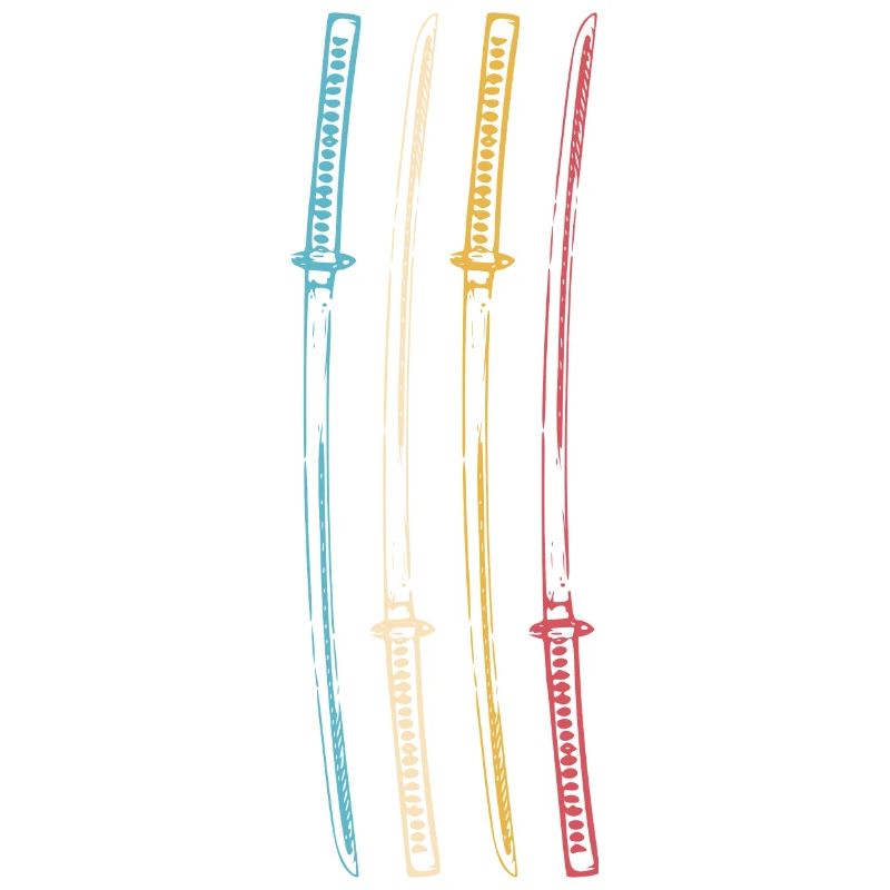 Samurai Japan Katana Ninja Sword retro vector 3