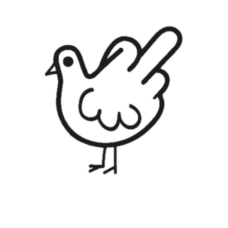 Huhn mit Mittelfinger