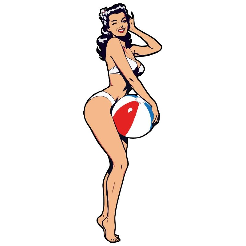 Empreinte de balle de plage pin-up
