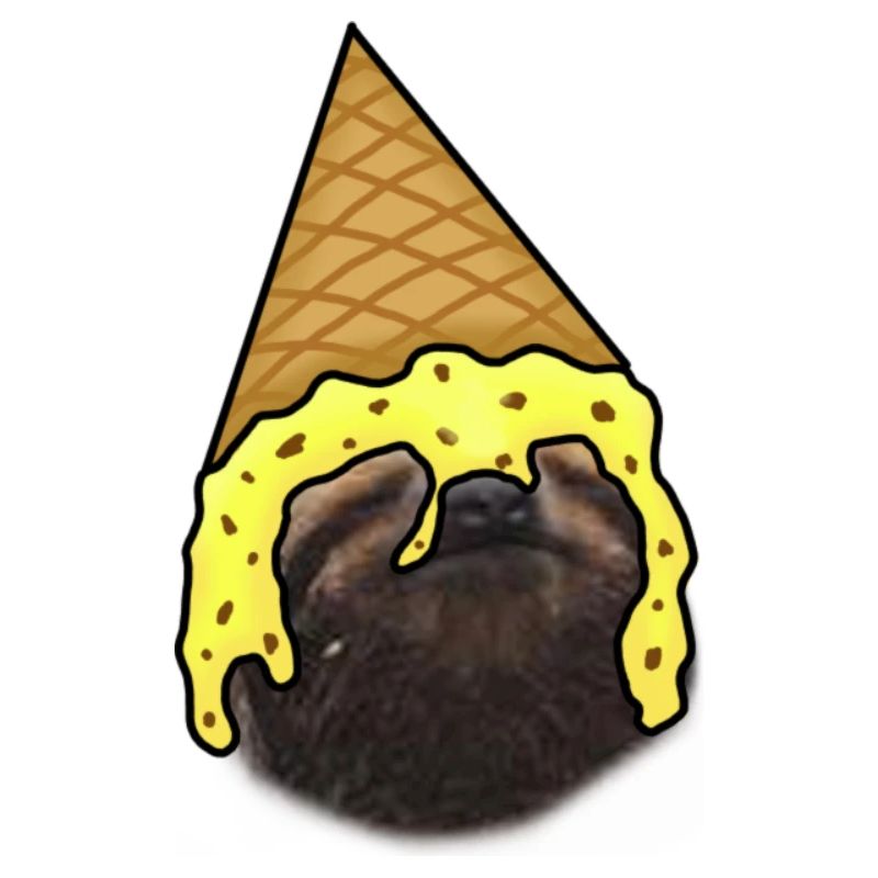 Faultier mit Eiscreme als Hut