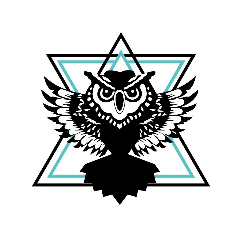 fliegende Eule vor zwei Dreiecken Geschenk Vogel