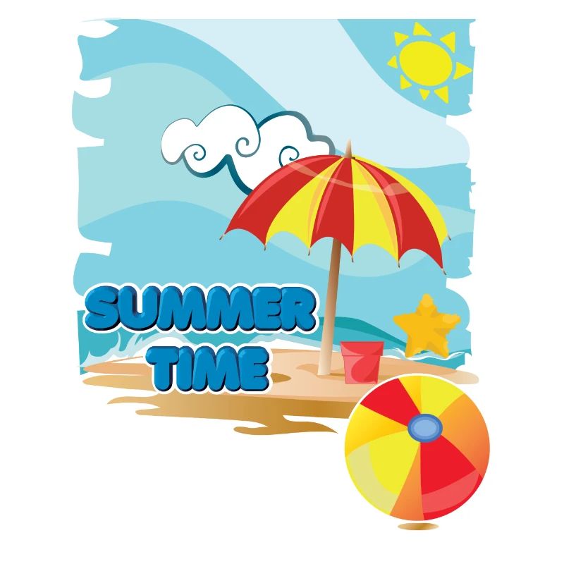 Sommerzeit am Strand mit Sonnenschirm im Urlaub
