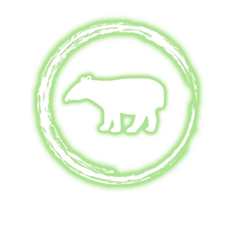 Glow Circle Green Tapir Neon Glowing Effect Retro