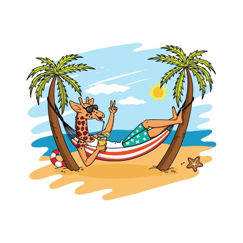 Drôle de girafe sur le cadeau de vacances d'été de plage