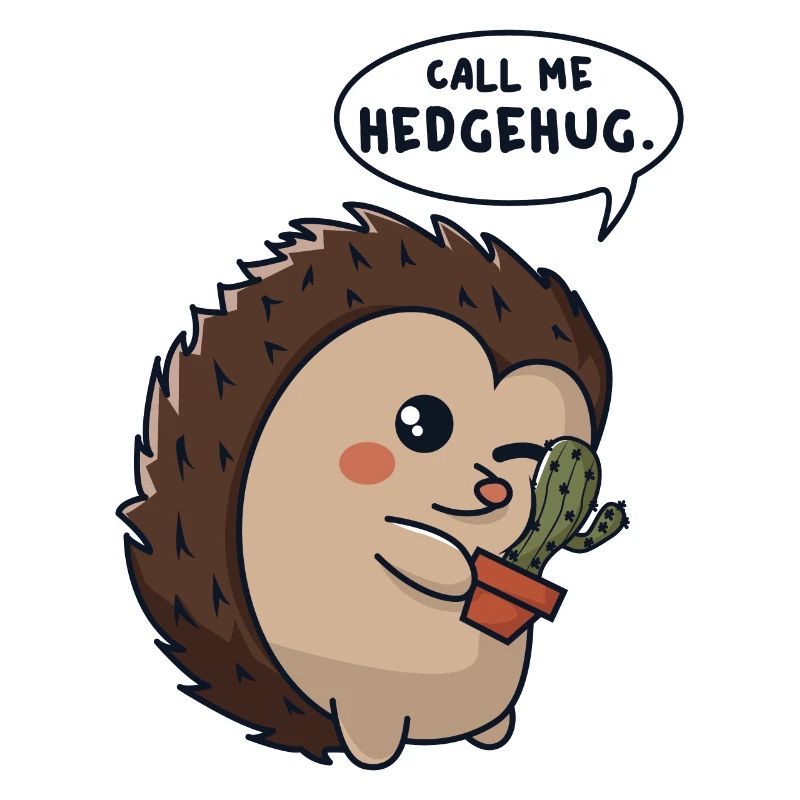 Hedgehog cuddles cactus