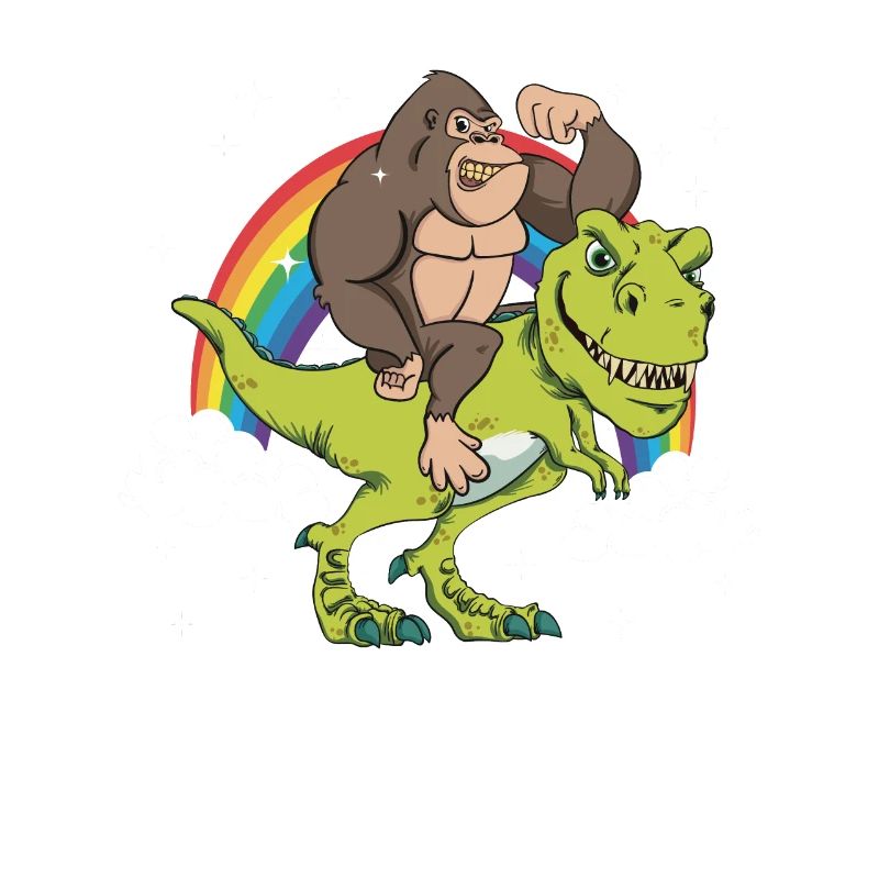 Affe Gorilla Reitet Auf T-Rex Dinausaurier