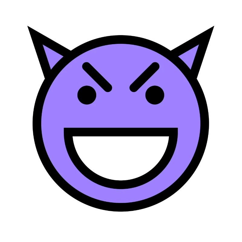 Smiley Face Laughing Devil Face Blue