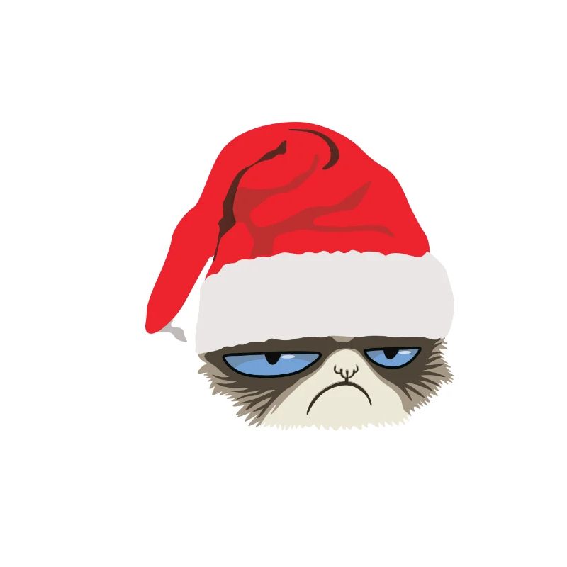 Grumpy Cat mit Weihnachtsmütze