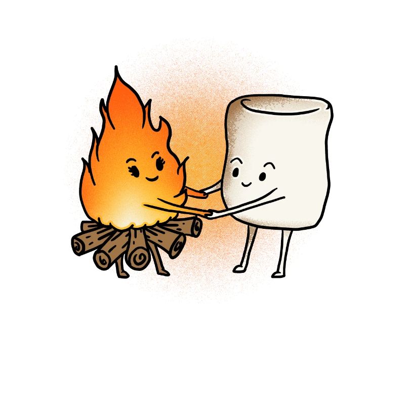Marshmallow Man et feu cadeau de camping