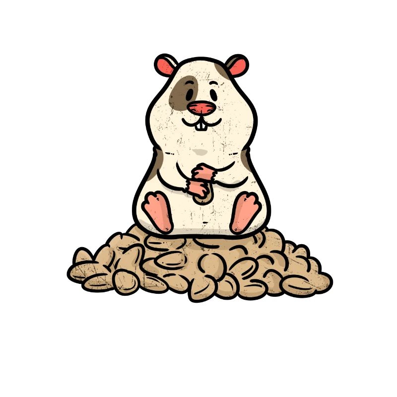 Petit hamster avec beaucoup de cacahuètes