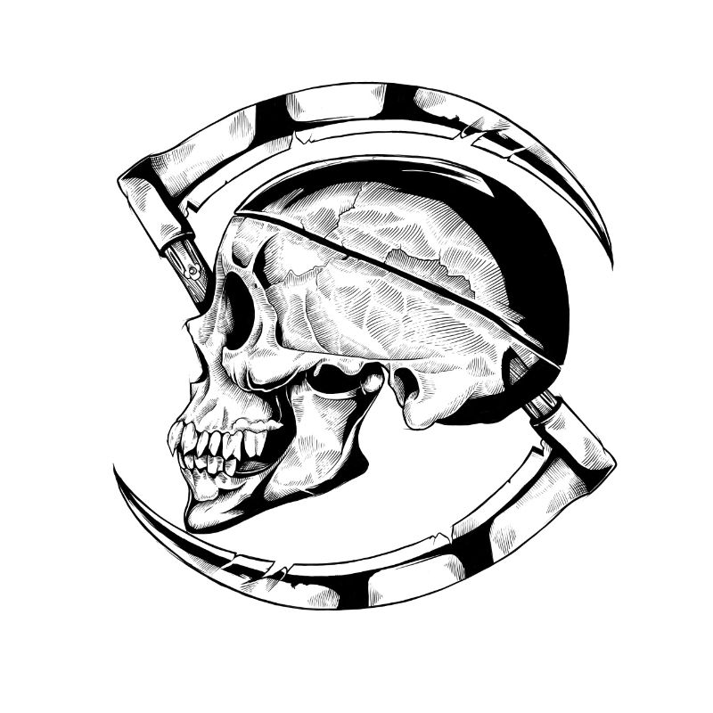 Grim reaper skull with blades
