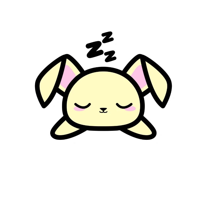 Cute Sleeping Bunny Design Kawaii Style Drawing