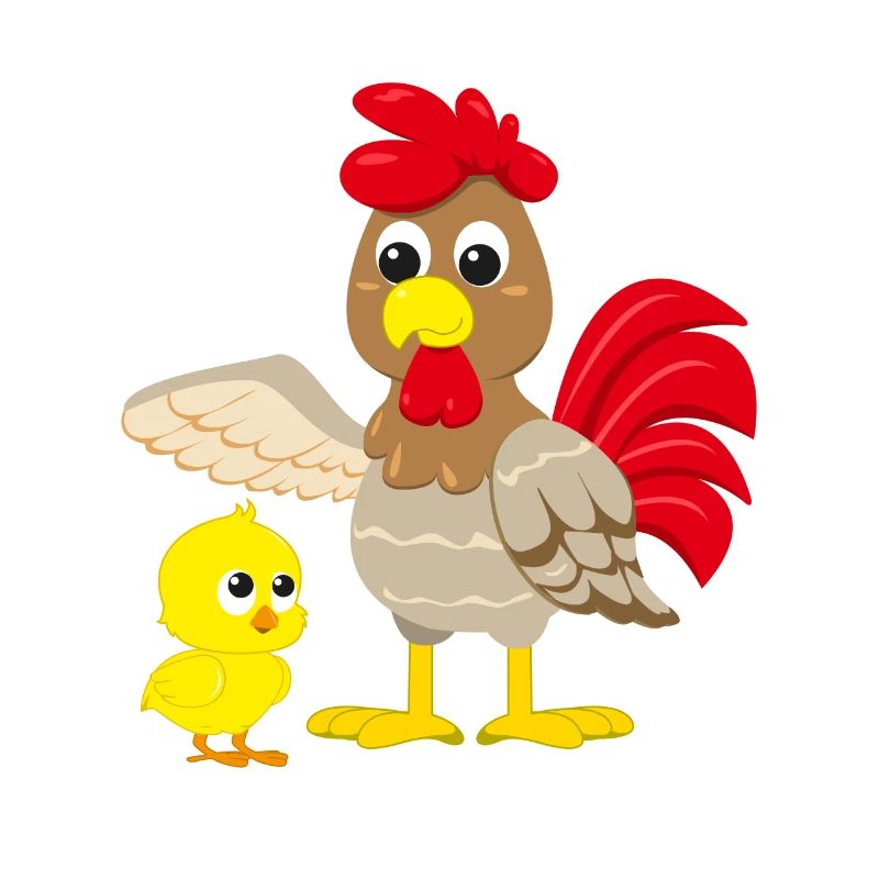 Comic Design Huhn mit Küken