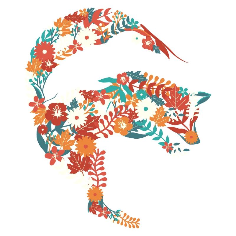 Jumping Flower Fox Blumen Springen Fuchs Geschenk