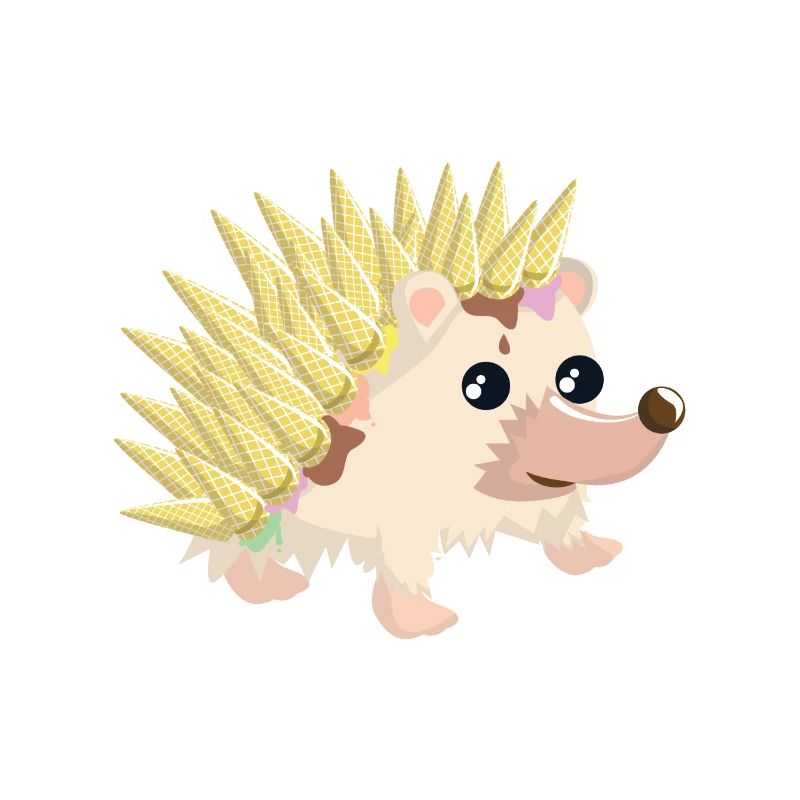 Igel mit Eiswaffeln