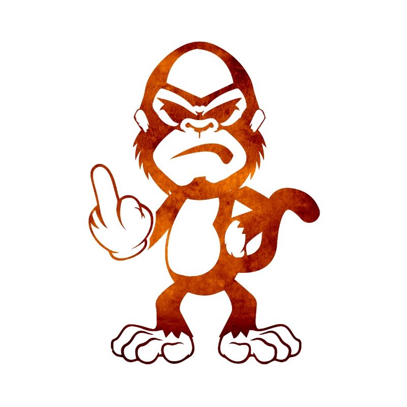 Bad ass monkey Böser Affe zeigt Mittelfinger