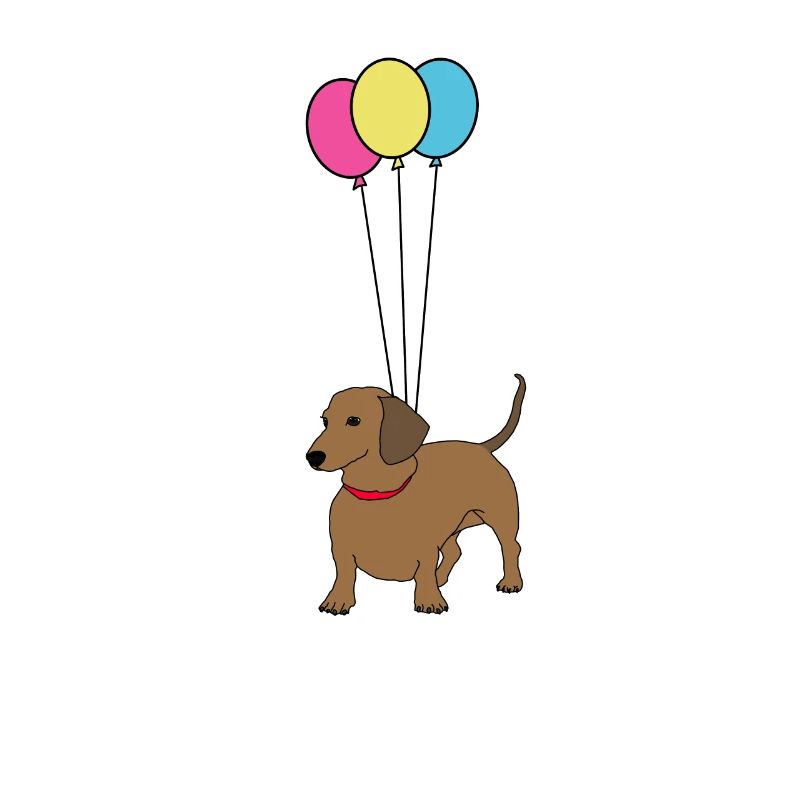 Dackel mit Luftballons