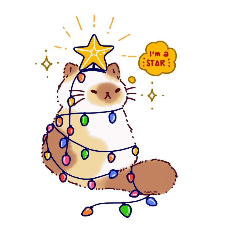 Cat String Light Star Christmas Tree Gift