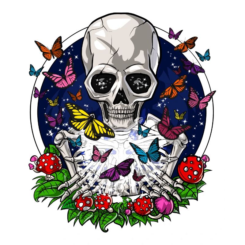 Psychedelic Butterflies Skeleton