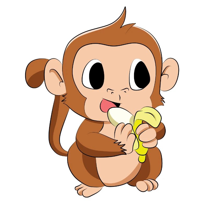Baby Affe isst eine Banane