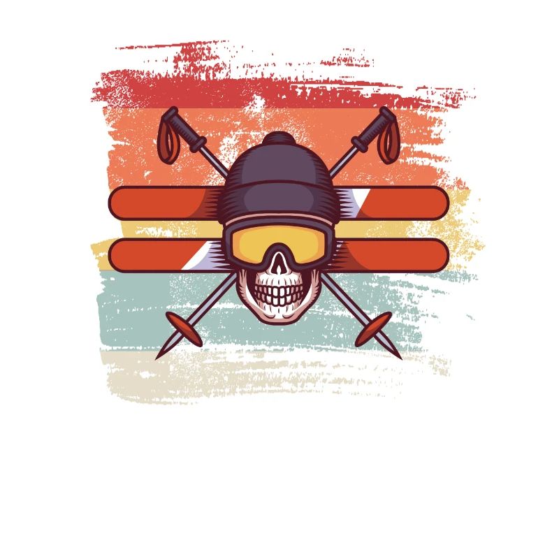 Skiing cool skull skull retro gift