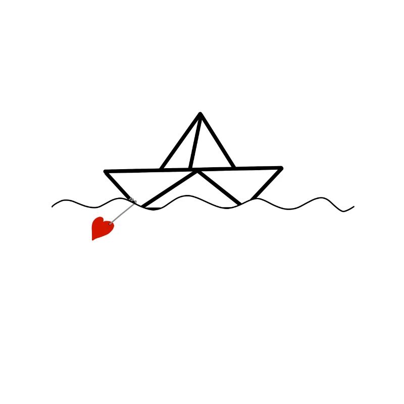 Papierschiffchen mit Herz Papierboot Boot Maritim