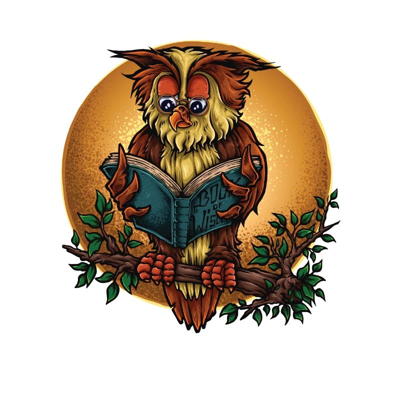 Old, wise owl in the moonlight