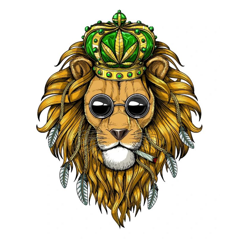 Löwe Hippie Stoner, der Unkraut raucht