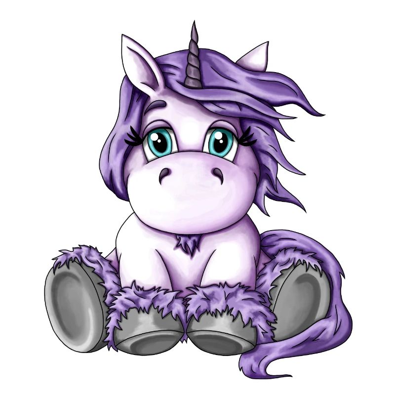 Sugar cute purple unicorn fluffy mythical creature