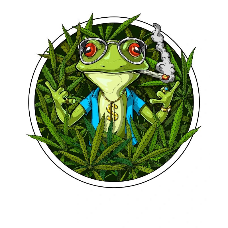 Frosch, der Unkraut raucht