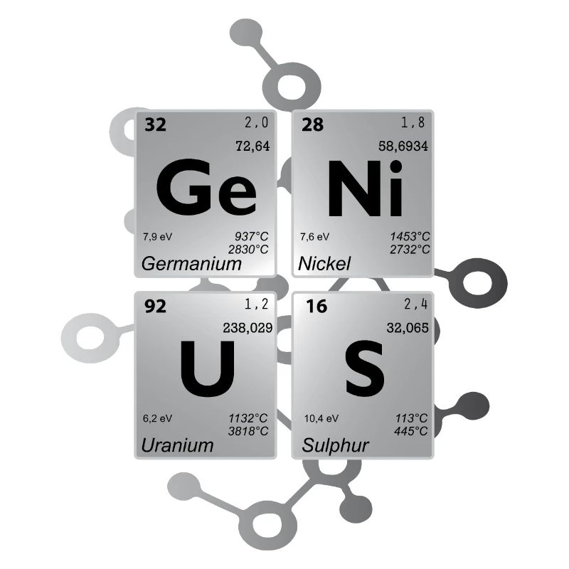 GENIUS periodic table in gray shadow