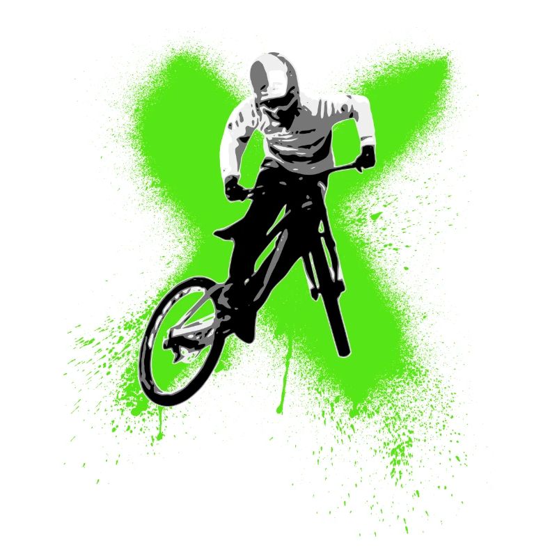 cooler Junge springt mit Mountainbike
