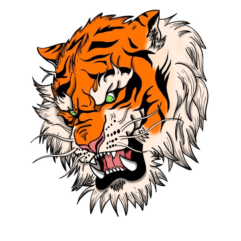 Dessin de conception de tatouage de tigre japonais de chat