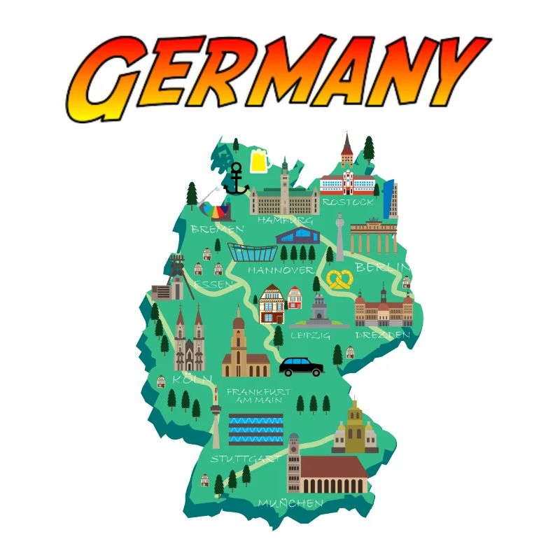 Germany - map - vintage sign style