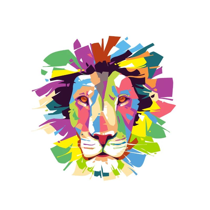 Lion positif coloré