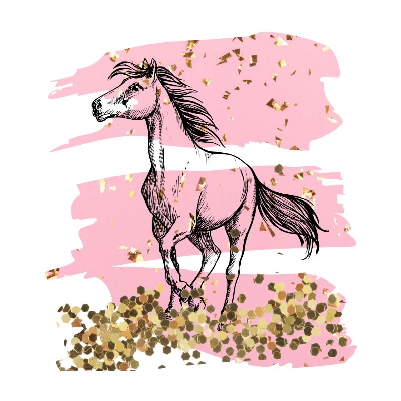 Pferd Gold rosa Glitzer