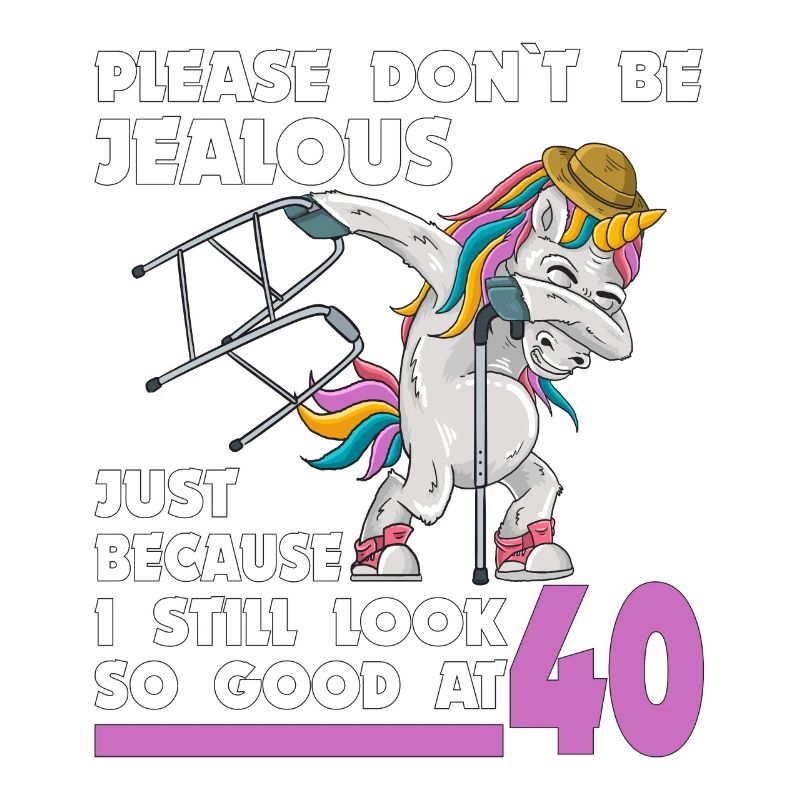 40e anniversaire Licorne 40 ans avec bâton de déambulateur